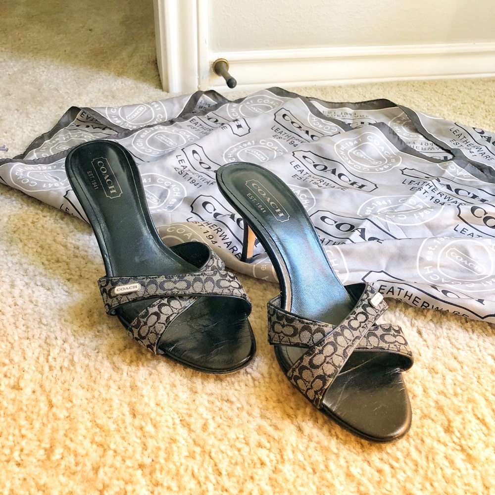 Coach kitten heels and scarf